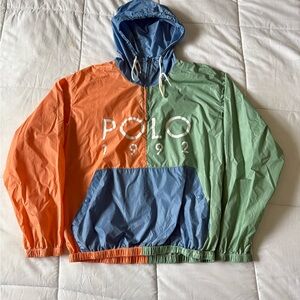 Polo by Ralph Lauren 1992 Hooded 1/4 Zip Windbreaker Jacket